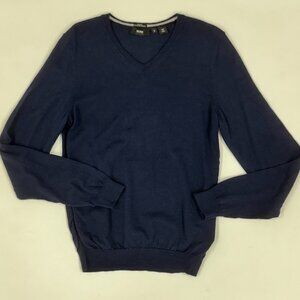 Hugo Boss Navy V-Neck Lightweight Sweater